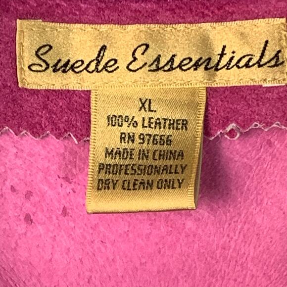 Suede Essentials Vintage 90s Bright Pink Suede Shirt Shacket - size XL - Picture 4 of 5